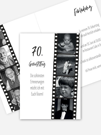 Einladung 70. Geburtstag Filmstreifen