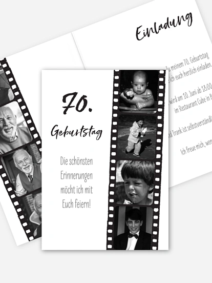 Einladung 70. Geburtstag Filmstreifen