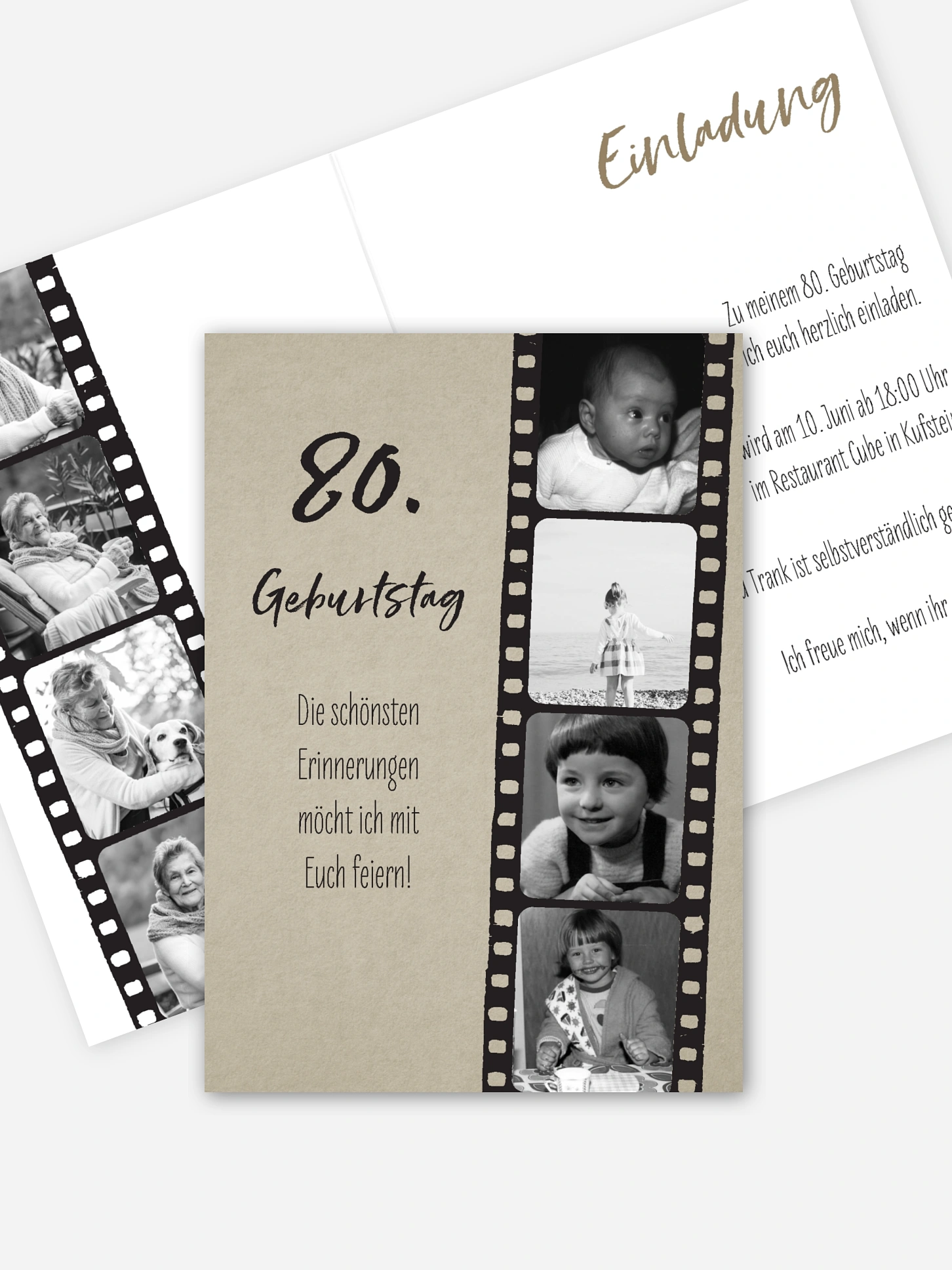 Einladung 80. Geburtstag Filmstreifen
