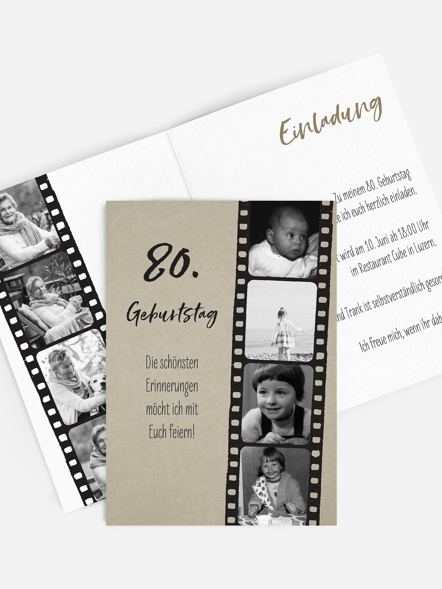 Einladung 80. Geburtstag Filmstreifen