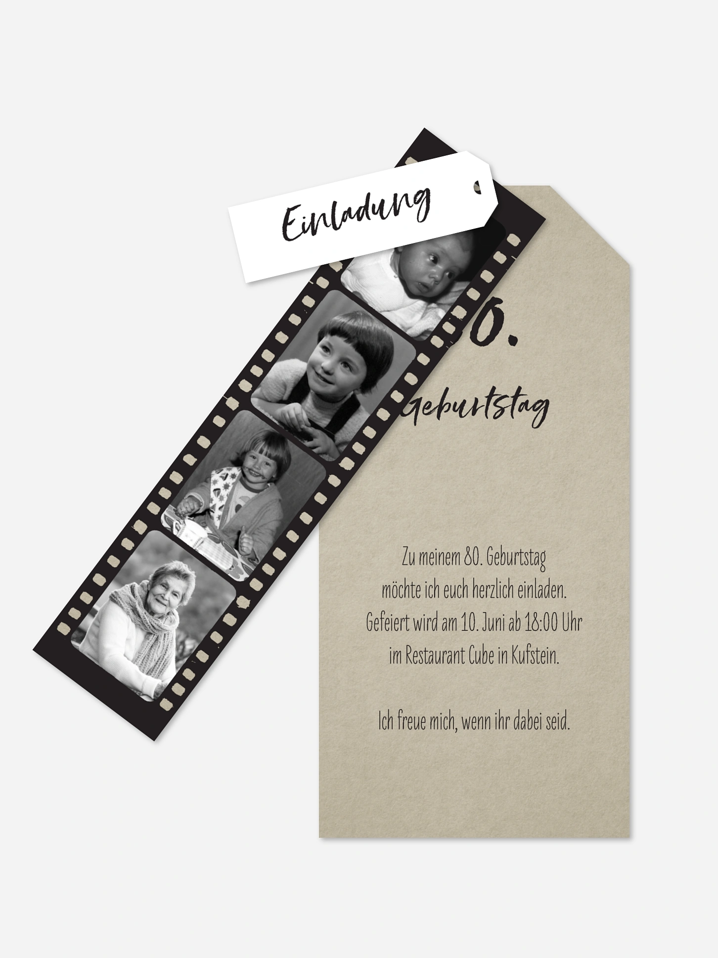 Einladung 80. Geburtstag Filmstreifen