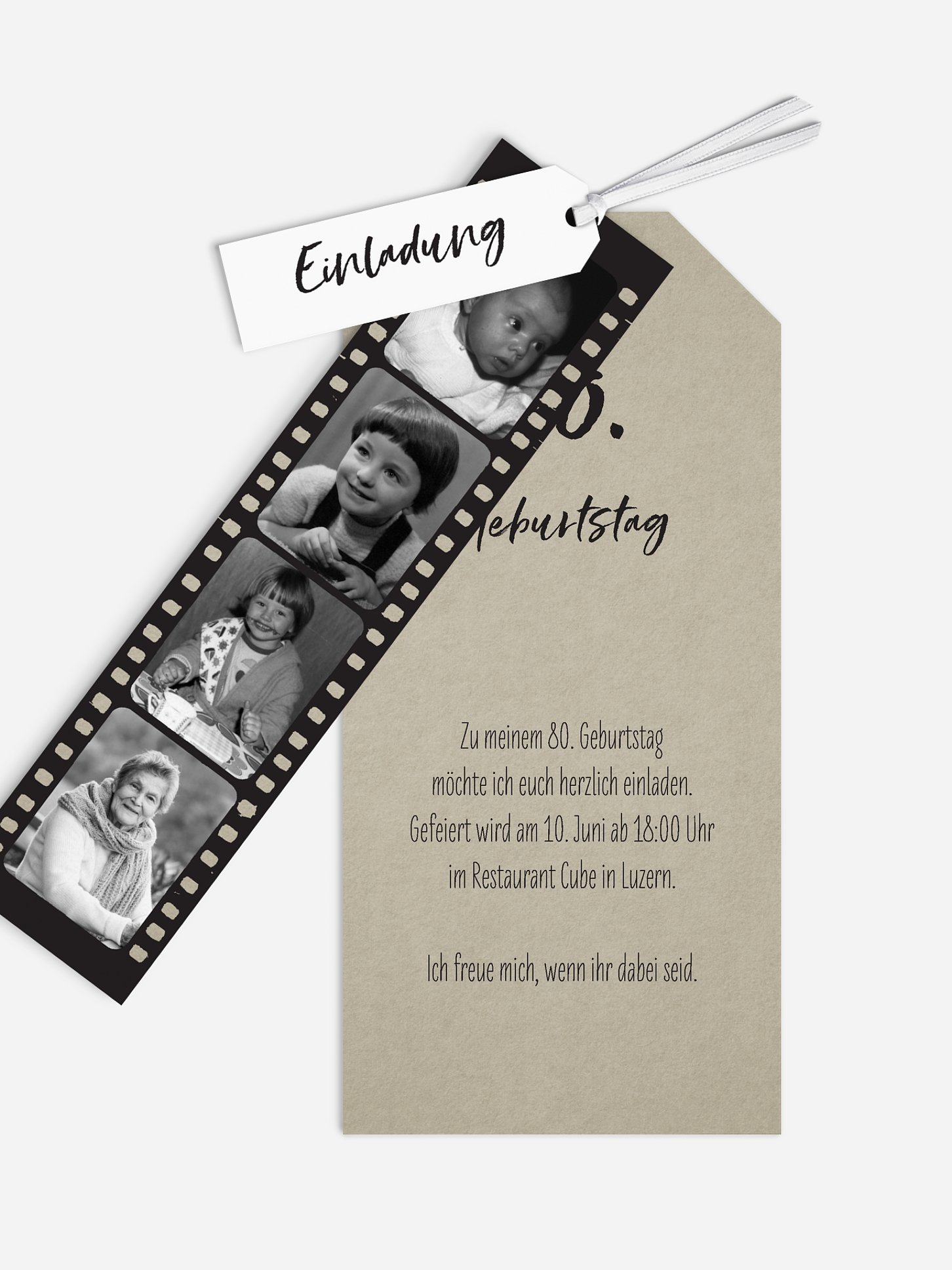 Einladung 80. Geburtstag Filmstreifen