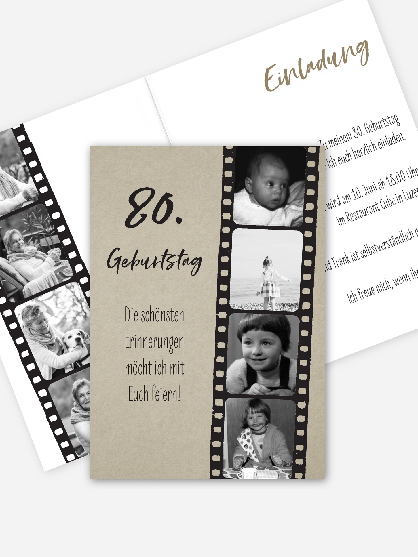 Einladung 80. Geburtstag Filmstreifen