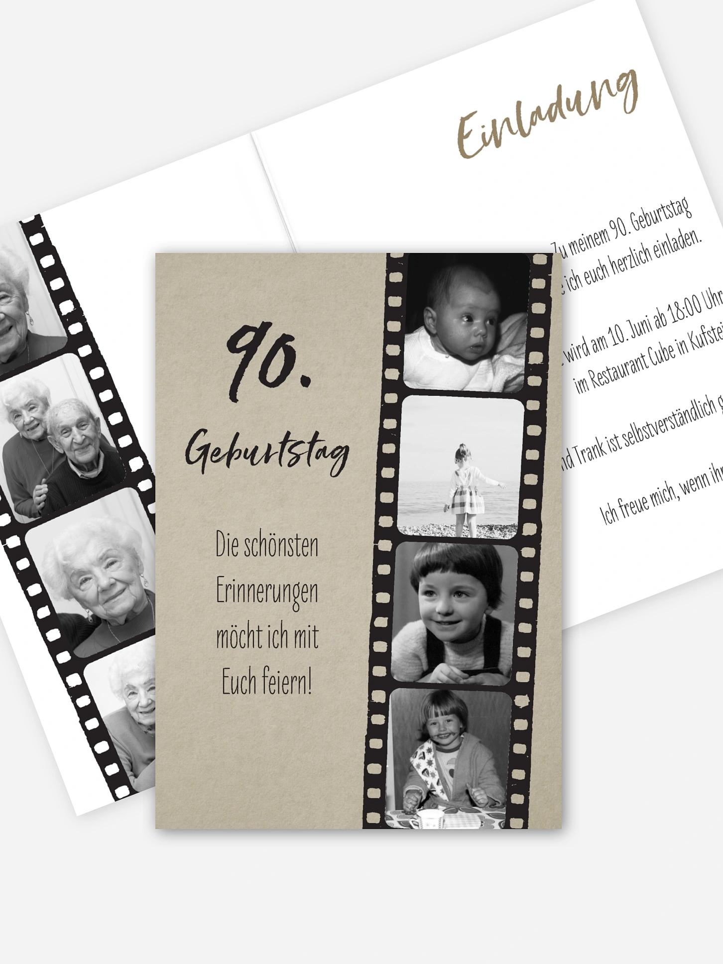 Einladung 90. Geburtstag Filmstreifen