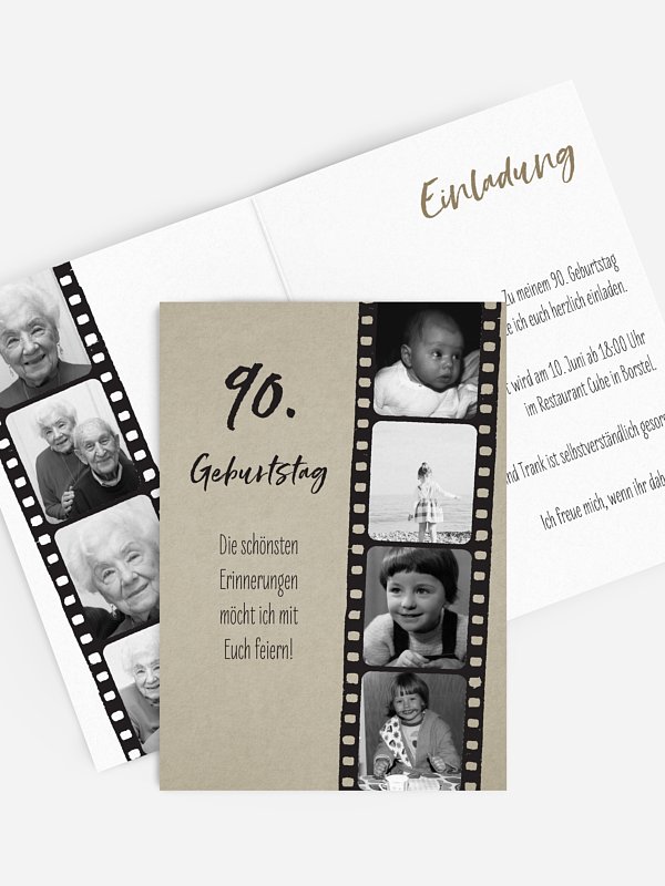 Einladung 90. Geburtstag Filmstreifen