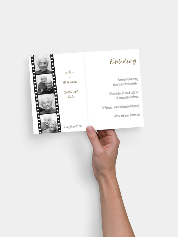 Einladung 90. Geburtstag Filmstreifen