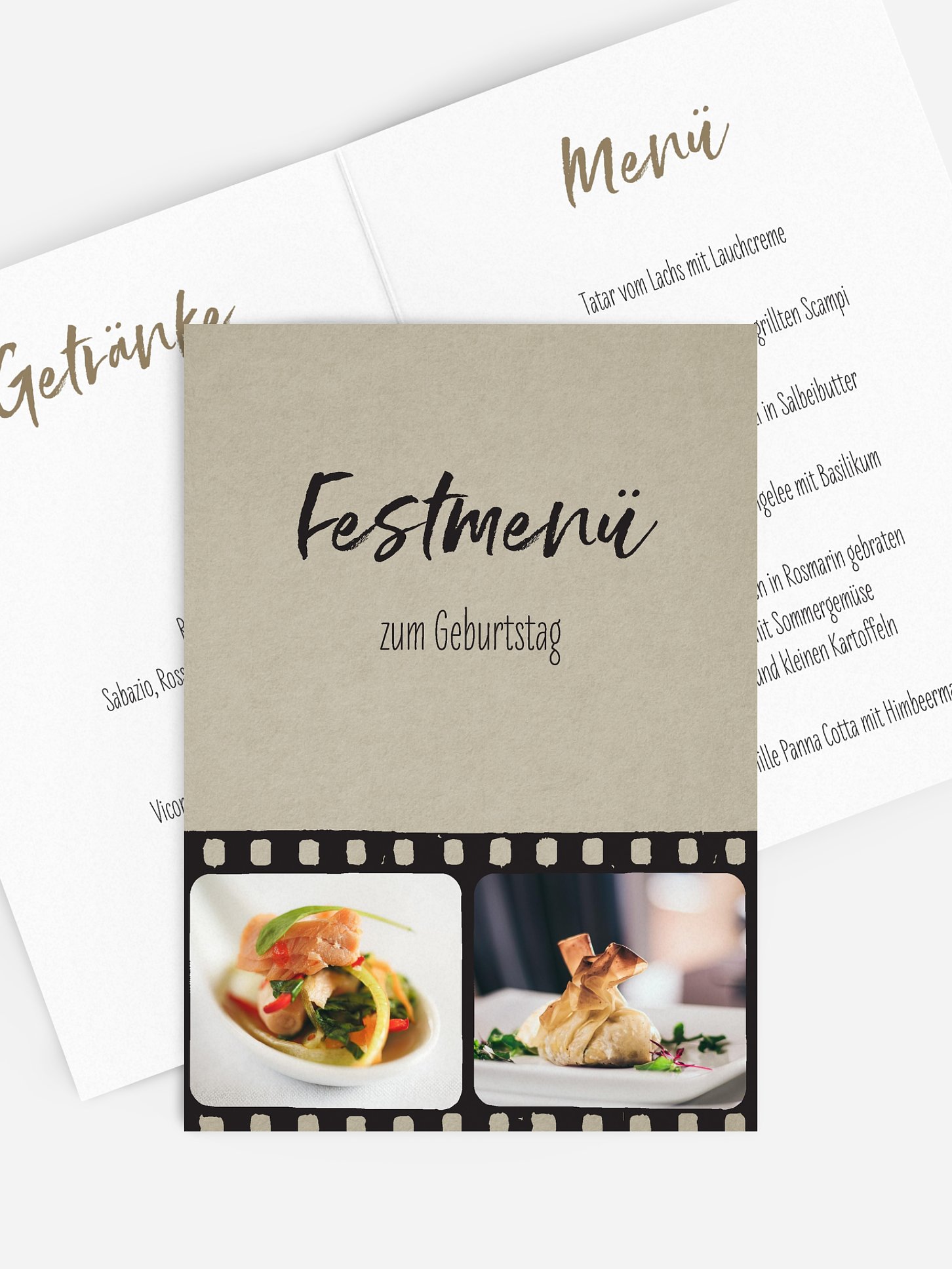 Menükarte Geburtstag Filmstreifen