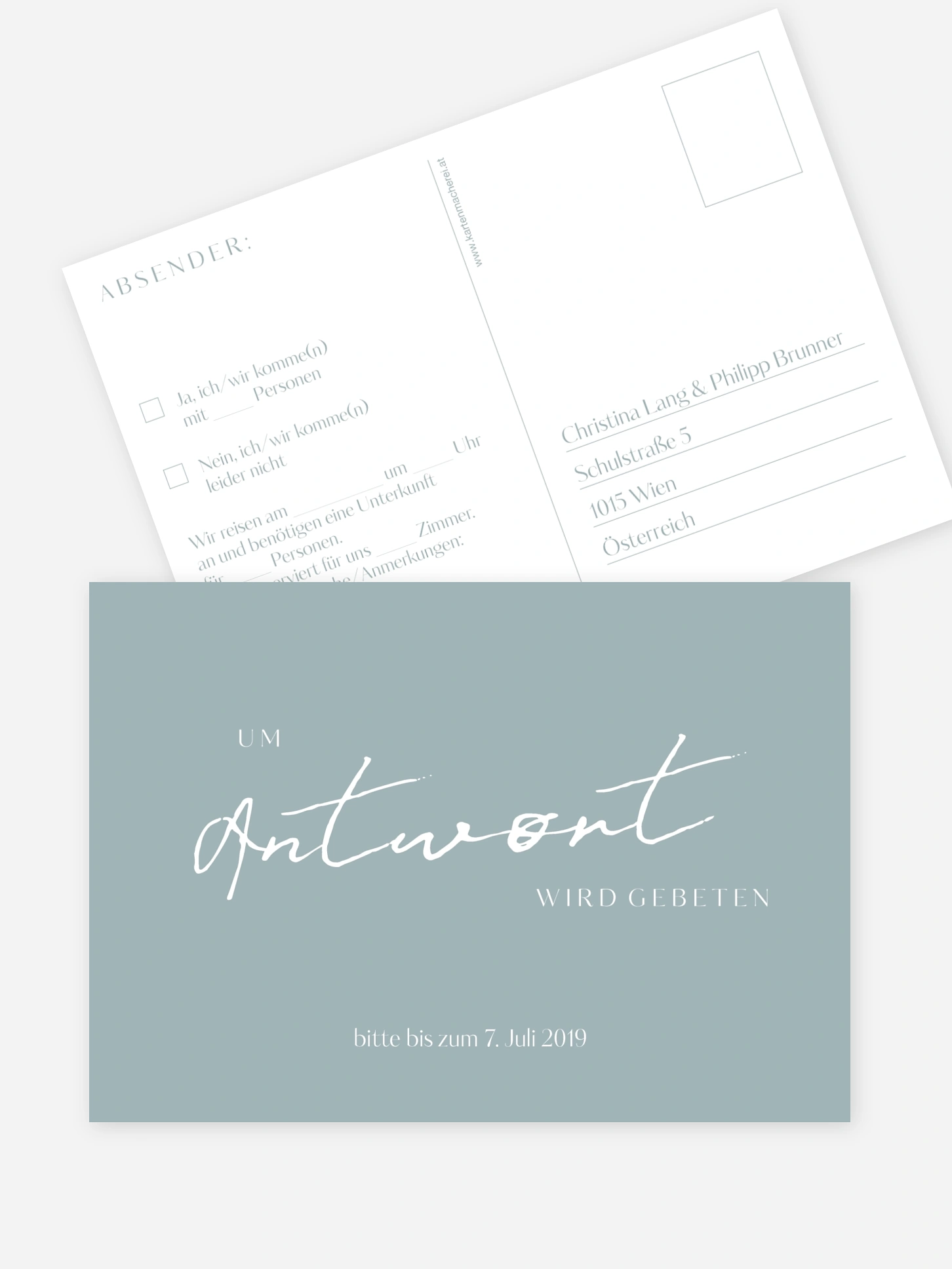 Antwortkarte Hochzeit Purely
