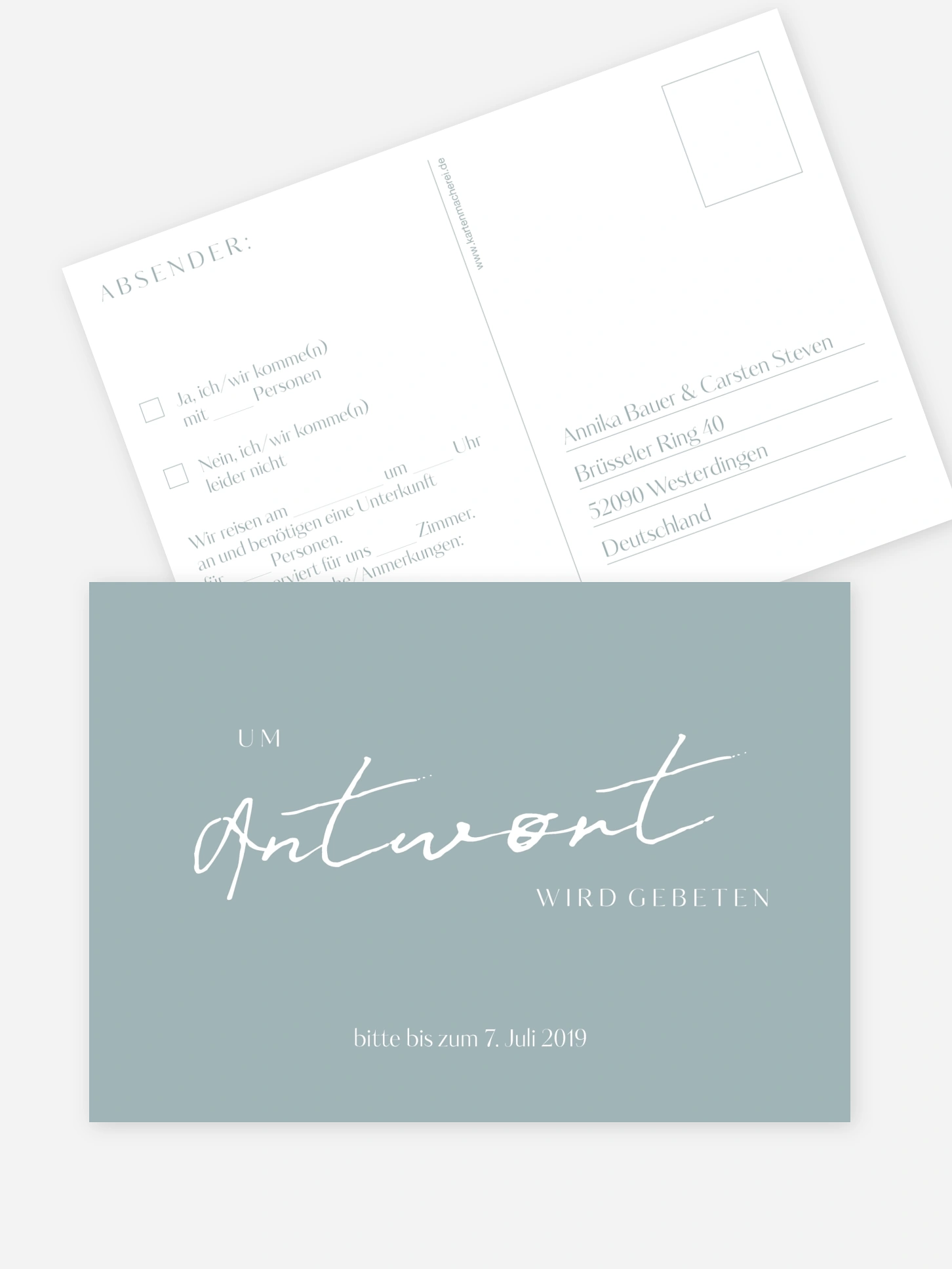 Antwortkarte Hochzeit Purely