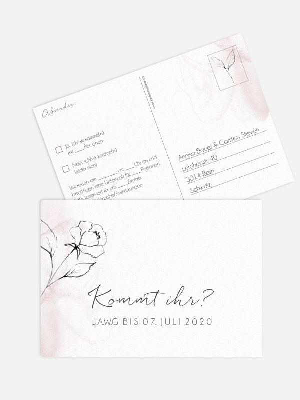 Antwortkarte Hochzeit Zarte Blüte