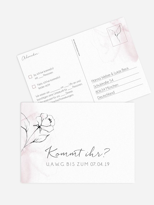 Antwortkarte Hochzeit Zarte Blüte