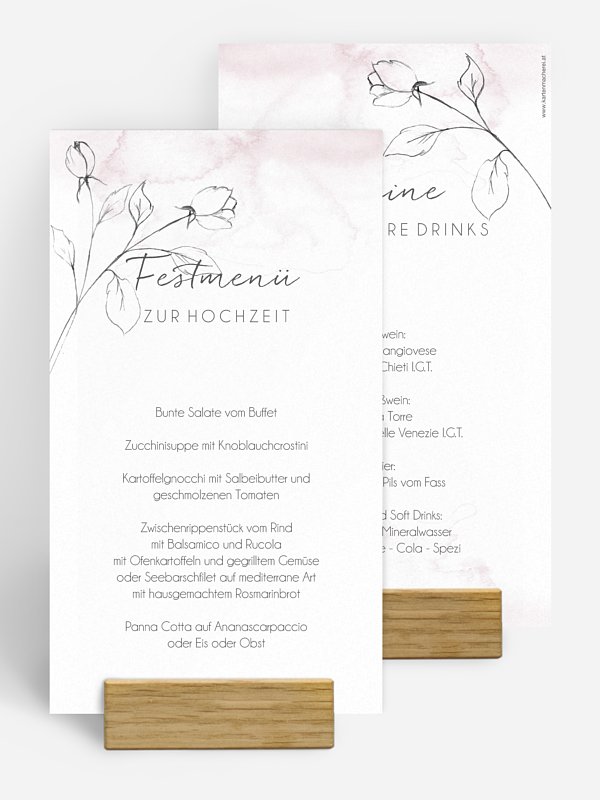 Menükarte Hochzeit Zarte Blüte