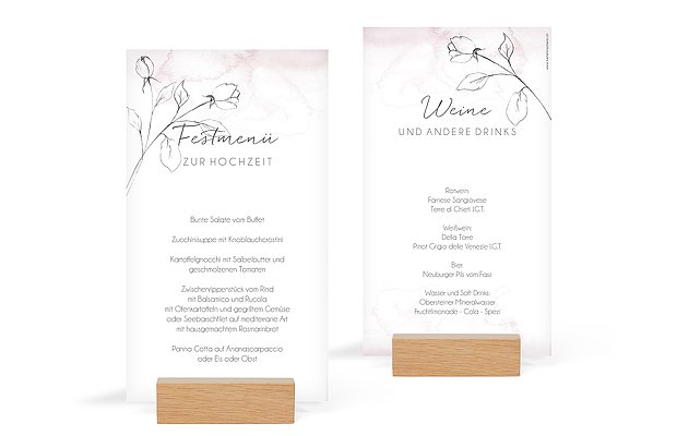 Menükarte Hochzeit Zarte Blüte