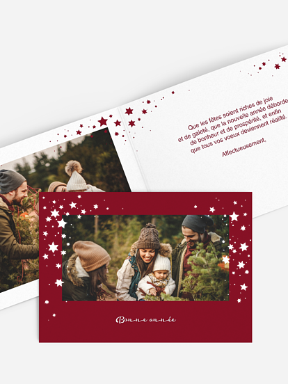 Carte de voeux Pluie d'étoiles - dorure