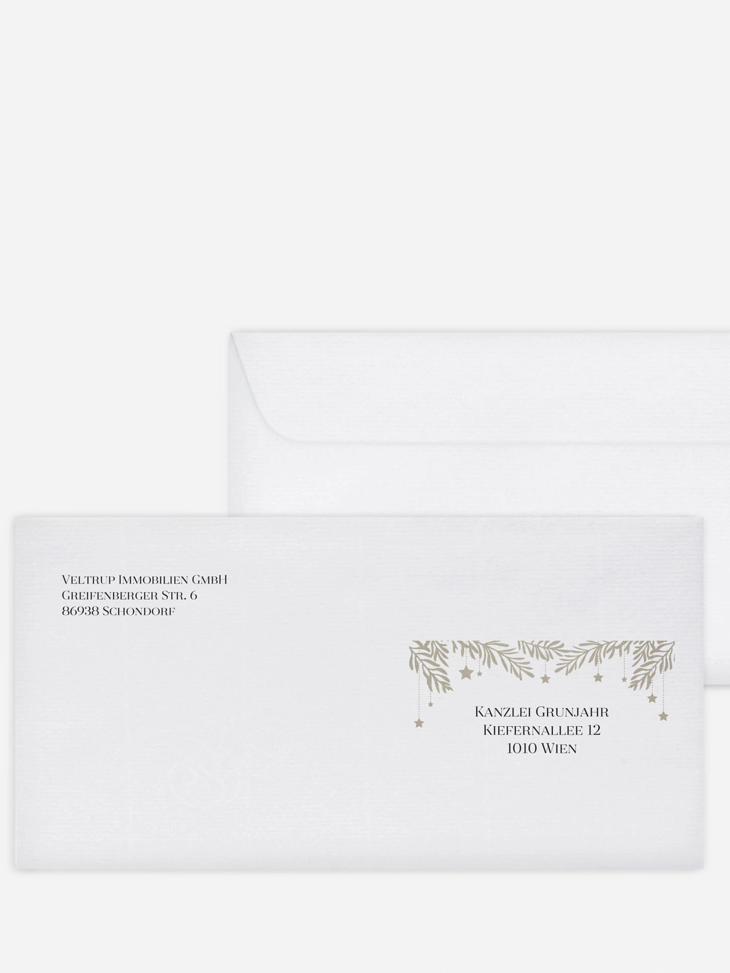 Bedruckte Umschläge geschäftl. Weihnachten Sternenspiel für Kraftpapier