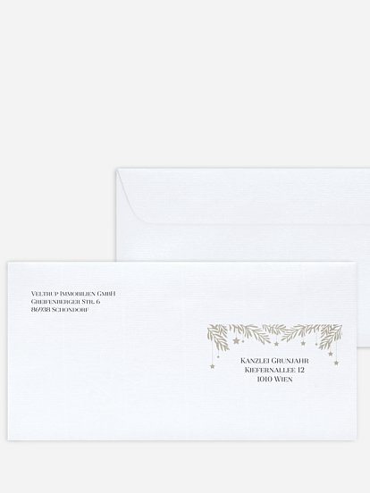 Bedruckte Umschläge geschäftl. Weihnachten Sternenspiel für Kraftpapier