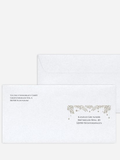 Bedruckte Umschläge geschäftl. Weihnachten Sternenspiel für Kraftpapier