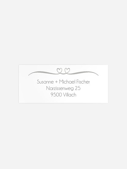 Absenderaufkleber Silberhochzeit Herzklopfen Premium