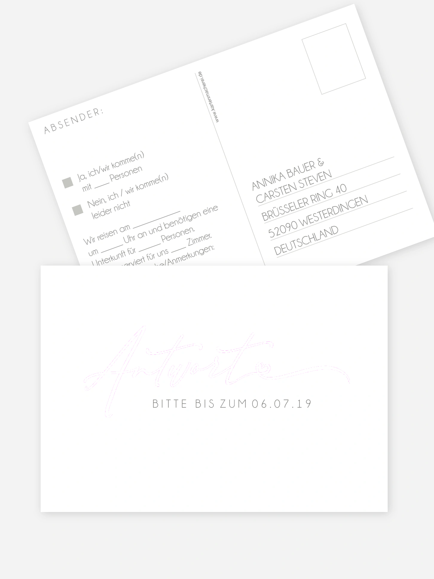 Antwortkarte Hochzeit Herzklopfen Premium