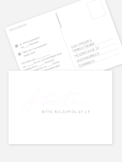 Antwortkarte Hochzeit Herzklopfen Premium