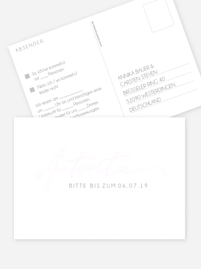 Antwortkarte Hochzeit Herzklopfen Premium