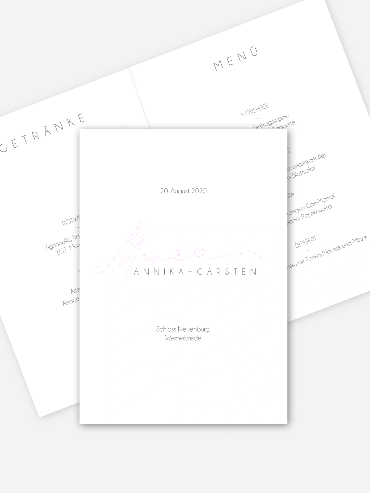 Menükarte Hochzeit Herzklopfen Premium