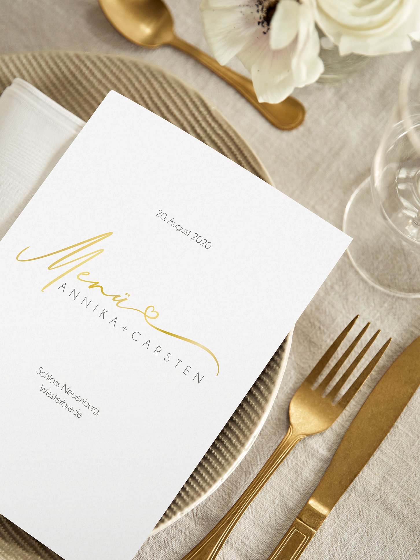 Menükarte Hochzeit Herzklopfen Premium