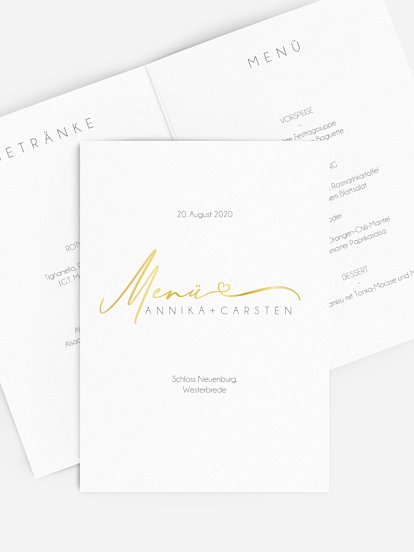 Menükarte Hochzeit Herzklopfen Premium