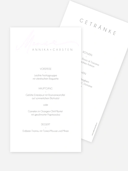 Menükarte Hochzeit Herzklopfen Premium