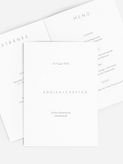 Menükarte Hochzeit Herzklopfen Premium