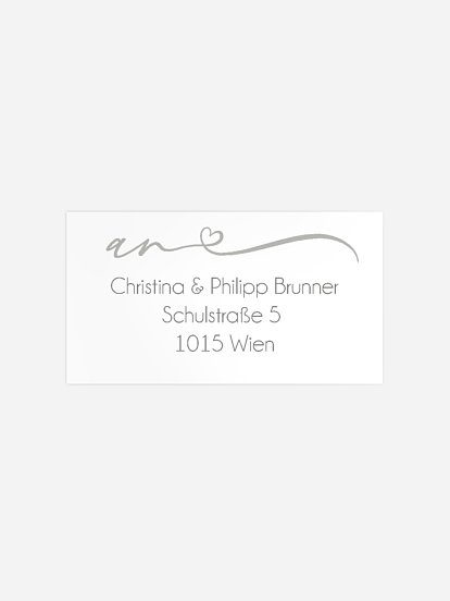 Empfängeraufkleber Silberhochzeit Herzklopfen Premium