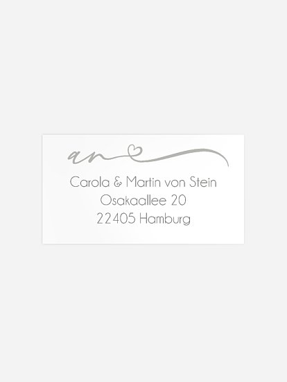 Empfängeraufkleber Silberhochzeit Herzklopfen Premium