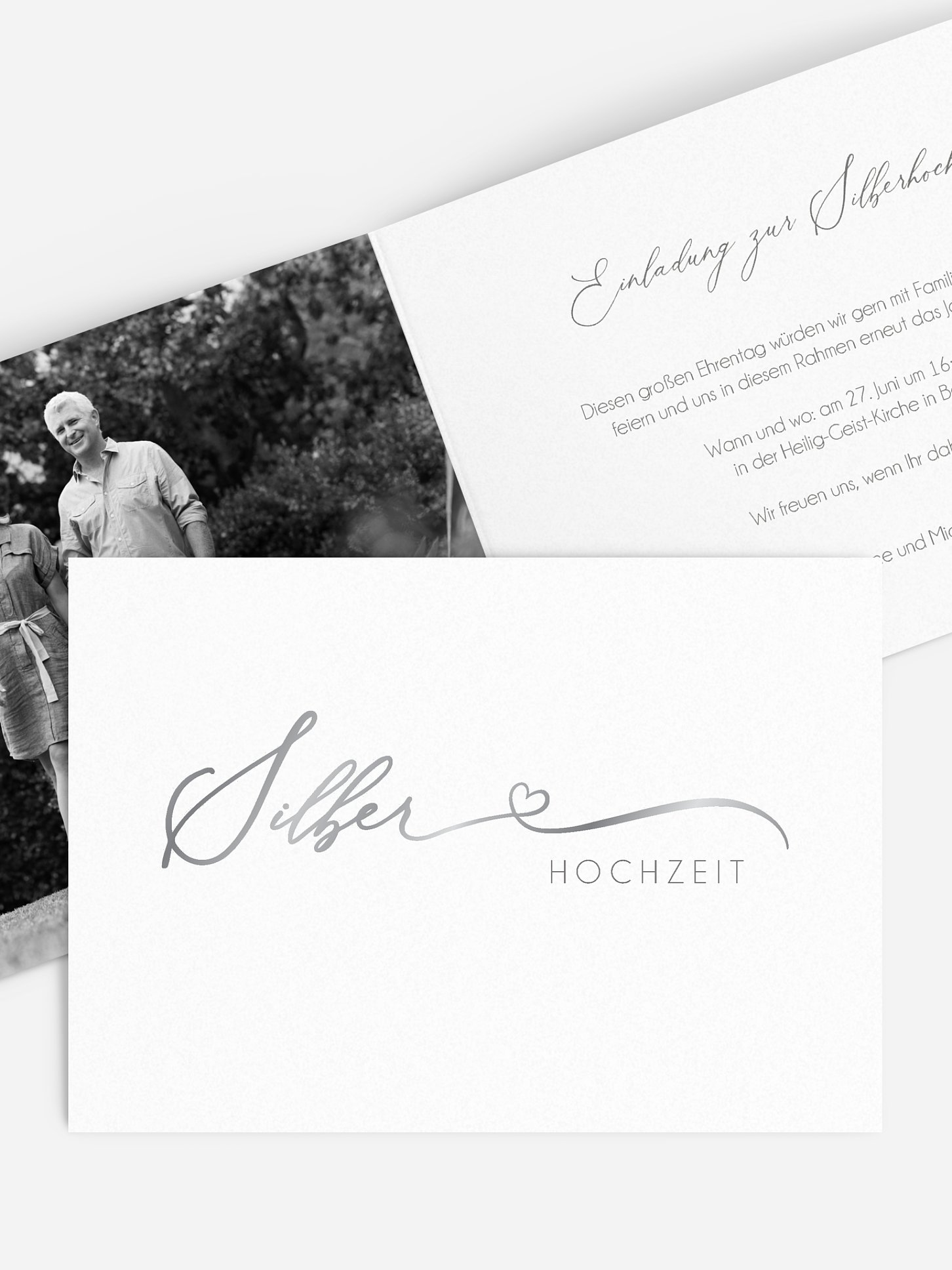 Einladung zur Silberhochzeit Herzklopfen Premium