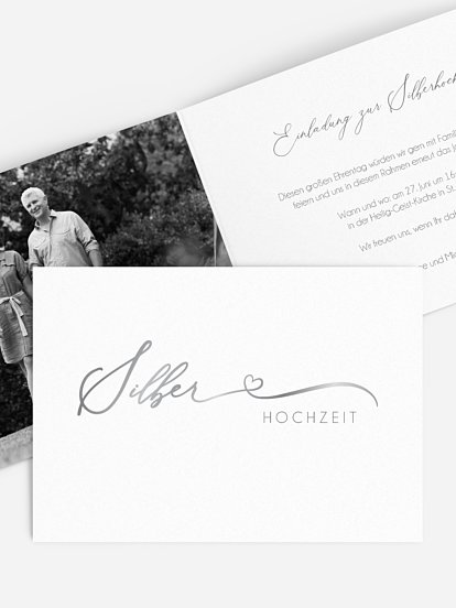 Einladung zur Silberhochzeit Herzklopfen Premium