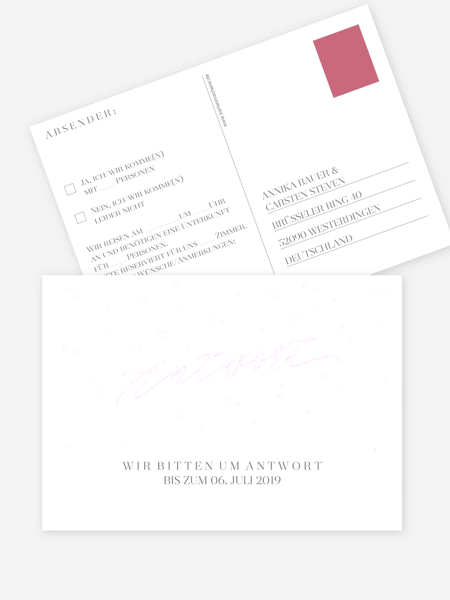 Antwortkarte Hochzeit Sparkling Love Premium