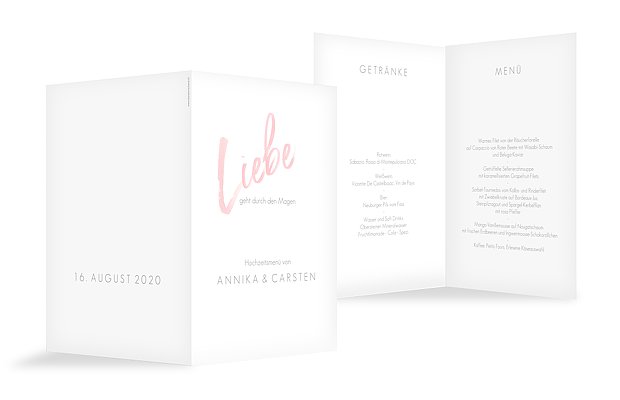 Menükarte Hochzeit Einfach Liebe