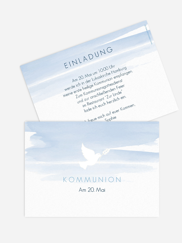 Kommunionseinladung Aquarellbild Premium