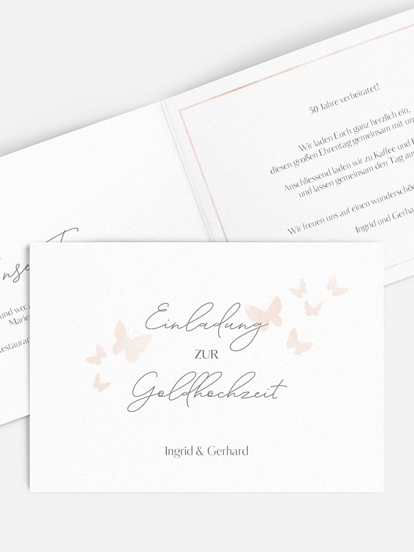 Einladung zur Goldenen Hochzeit Farfalla