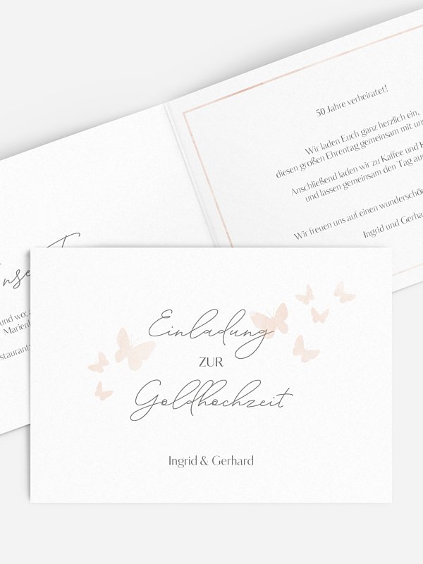 Einladung zur Goldenen Hochzeit Farfalla