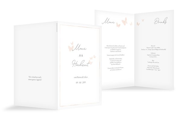 Menükarte Hochzeit Farfalla