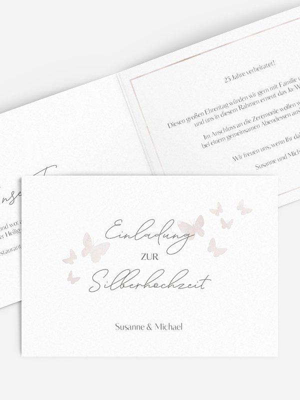 Einladung zur Silberhochzeit Farfalla