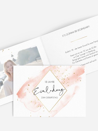 Einladung 18. Geburtstag Smooth Watercolors