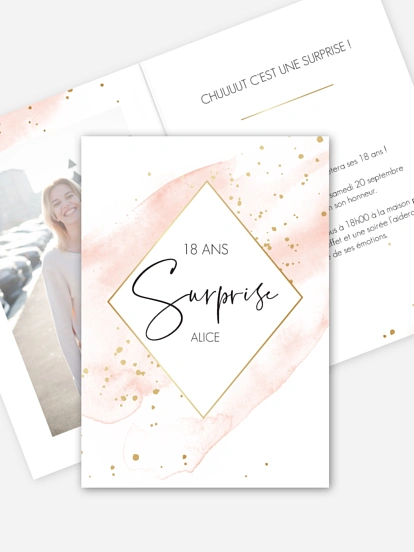invitation anniversaire 18 Smooth Watercolors