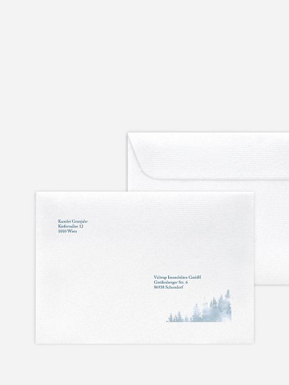 Bedruckte Umschläge geschäftl. Weihnachten Woodland