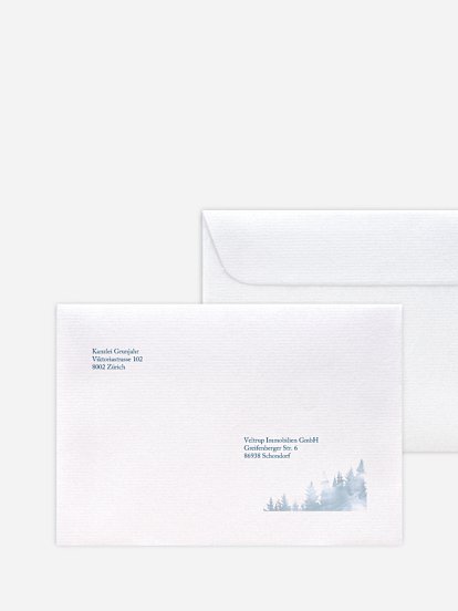 Bedruckte Umschläge geschäftl. Weihnachten Woodland