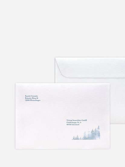 Bedruckte Umschläge geschäftl. Weihnachten Woodland