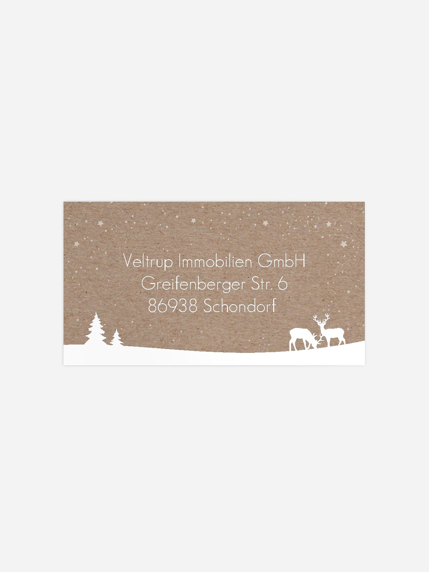 Empfängeraufkleber geschäftl. Weihnachten Wintertraum Kraftpapier