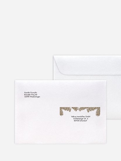 Bedruckte Umschläge geschäftl. Weihnachten Christmas Twigs Kraftpapier