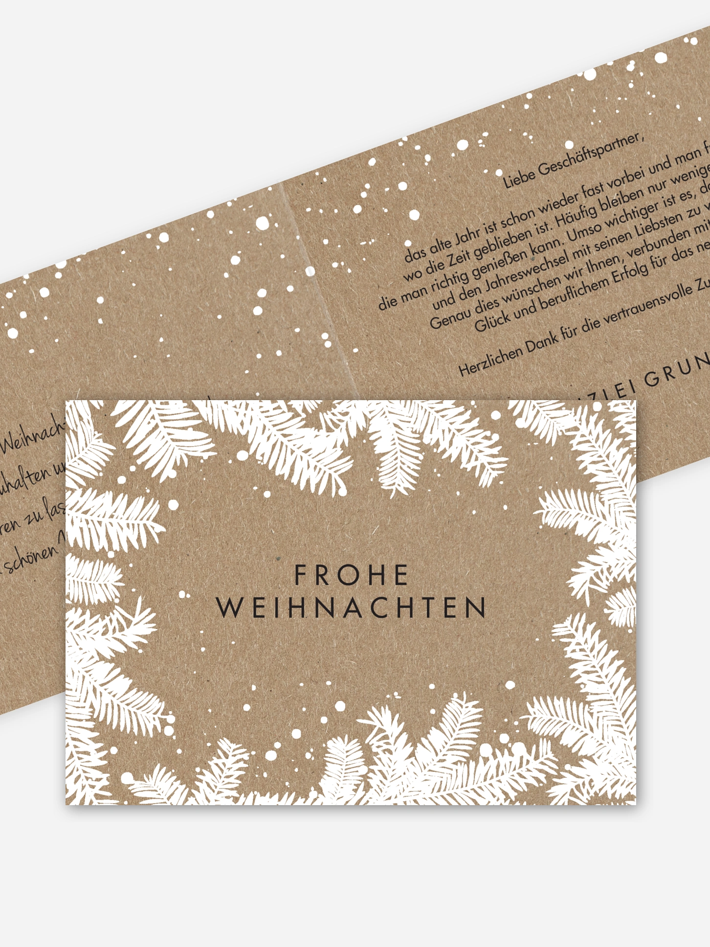 Geschäftliche Weihnachtskarte Christmas Twigs Kraftpapier