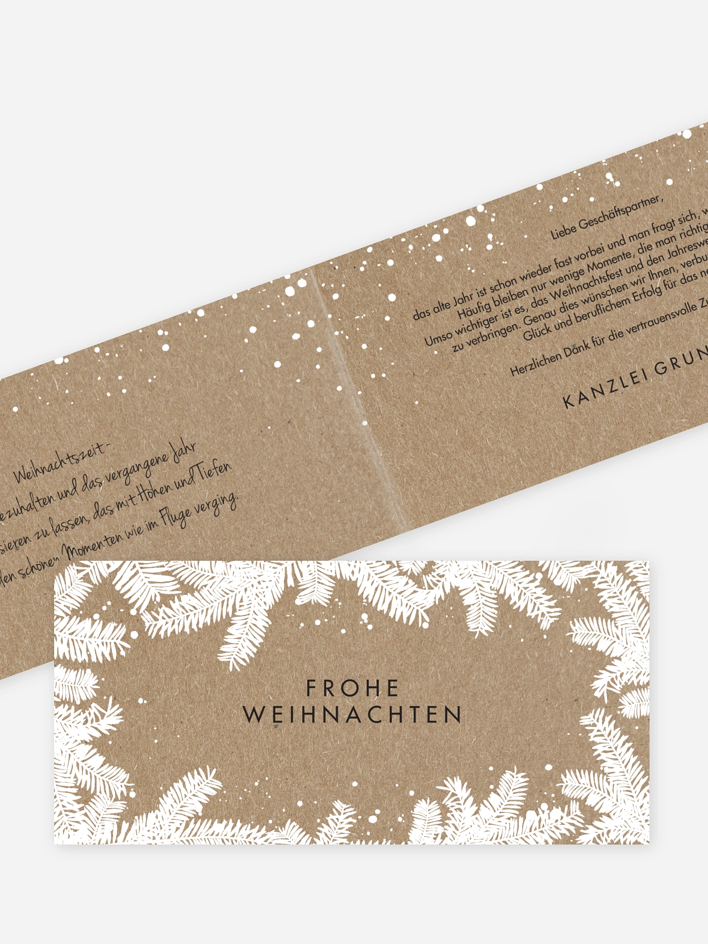 Geschäftliche Weihnachtskarte Christmas Twigs Kraftpapier